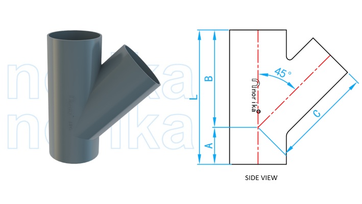 ZPC-Epoxy & Zinc Coated Cast Iron Hubless Branch Tee 45°